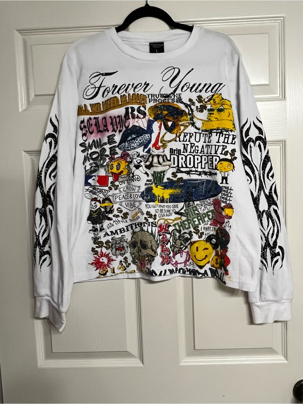 Forever Young Graphic Long Sleeve Tee - White